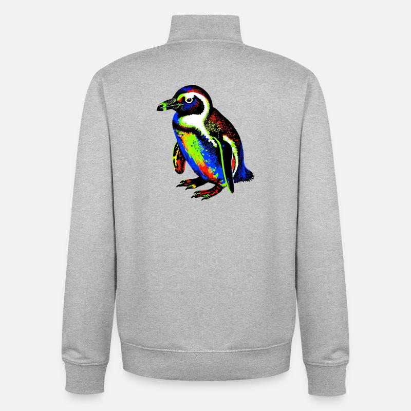 Penguin - Unisex Organic Zip Sweatshirt by Stanley/Stella - heather grey
