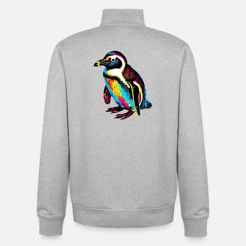 Penguin - Unisex Organic Zip Sweatshirt by Stanley/Stella - heather grey