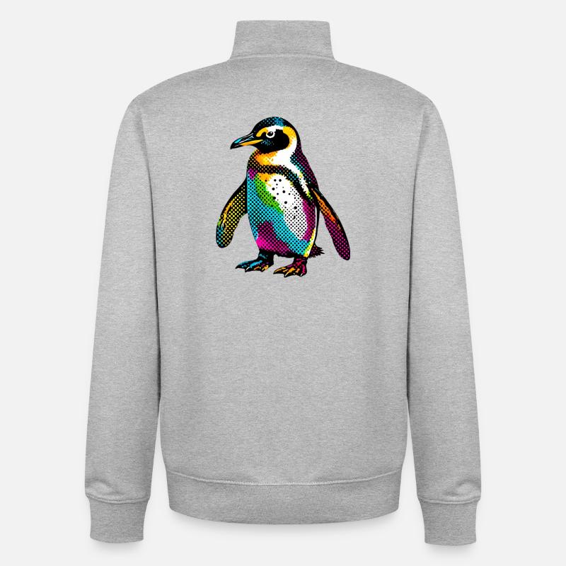 Penguin - Unisex Organic Zip Sweatshirt by Stanley/Stella - heather grey