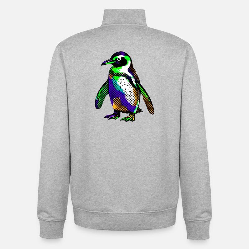 Penguin - Unisex Organic Zip Sweatshirt by Stanley/Stella - heather grey