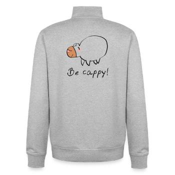 Don't worry - be cappy - Unisex Organic Zip Sweatshirt von Stanley/Stella - Grau meliert - Hinten - AI Model Male 185 light (185cm)