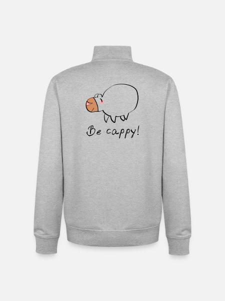 Don't worry - be cappy - Unisex Organic Zip Sweatshirt by Stanley/Stella - heather grey
