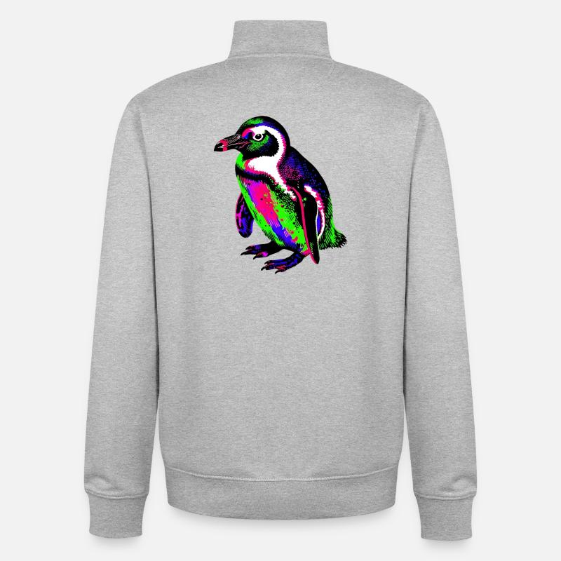 Penguin - Unisex Organic Zip Sweatshirt by Stanley/Stella - heather grey