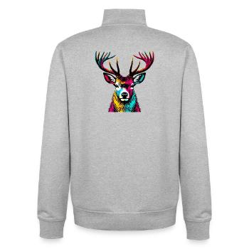 Hirsch - Unisex Organic Zip Sweatshirt von Stanley/Stella - Grau meliert - Hinten - AI Model Male 185 light (185cm)
