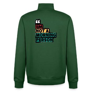 JE NE SUIS PAS UNE PERSONNE DU MATIN bloc de couleur - Sweat zippé unisexe en coton bio Stanley/Stella - vert bouteille - Dos - AI Model Male 185 dark (185cm)