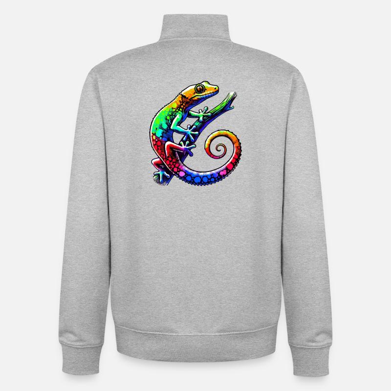 Gecko - Sweat zippé unisexe en coton bio Stanley/Stella - gris chiné