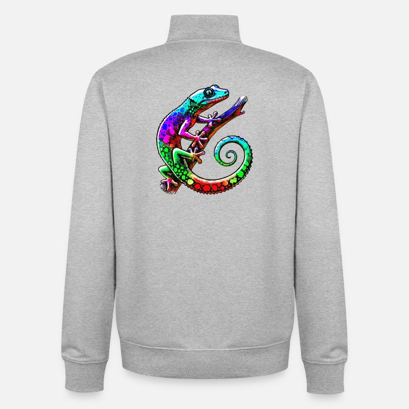 Gecko - Sweat zippé unisexe en coton bio Stanley/Stella - gris chiné