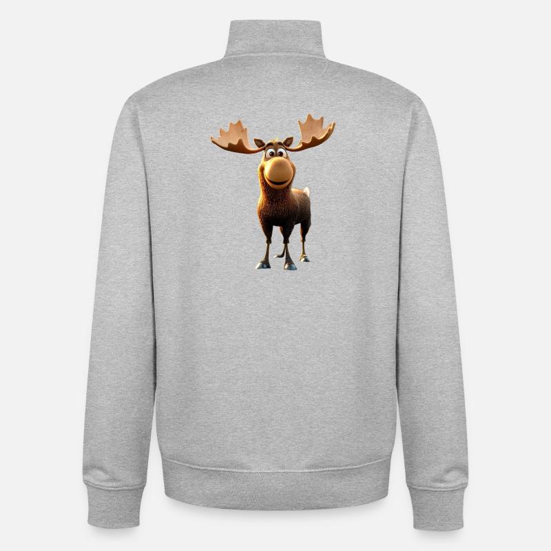 Elch Moose Elchbulle Geweih Hirsch Wilde Elche - Unisex Organic Zip Sweatshirt von Stanley/Stella - Grau meliert