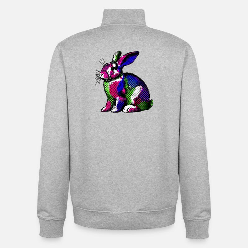 Lapin - Sweat zippé unisexe en coton bio Stanley/Stella - gris chiné