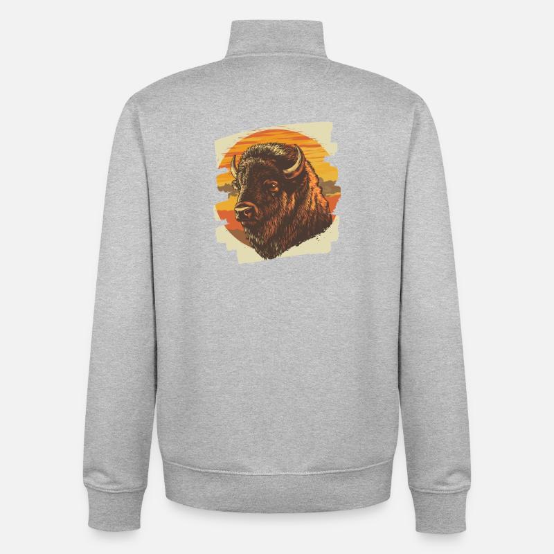 Bison - Sweat zippé unisexe en coton bio Stanley/Stella - gris chiné