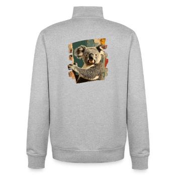 Koala - Unisex Organic Zip Sweatshirt von Stanley/Stella - Grau meliert - Hinten - AI Model Male 185 light (185cm)