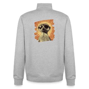 Erdmännchen Retro - Unisex Organic Zip Sweatshirt von Stanley/Stella - Grau meliert - Hinten - AI Model Male 185 light (185cm)