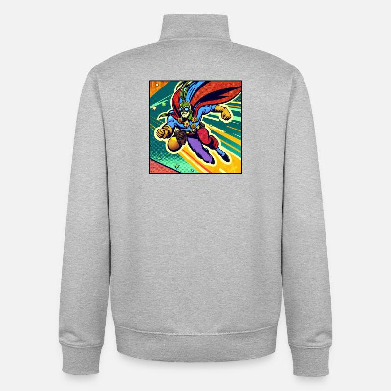 Super-héros - Sweat zippé unisexe en coton bio Stanley/Stella - gris chiné