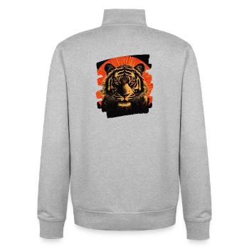 Tiger Retro - Unisex Organic Zip Sweatshirt von Stanley/Stella - Grau meliert - Hinten - AI Model Male 185 light (185cm)