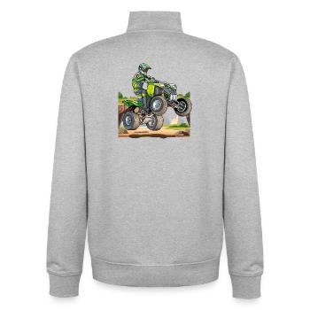 Motocross, off-road quad - Unisex Organic Zip Sweatshirt by Stanley/Stella - heather grey - Back - AI Model Male 185 light (185cm)