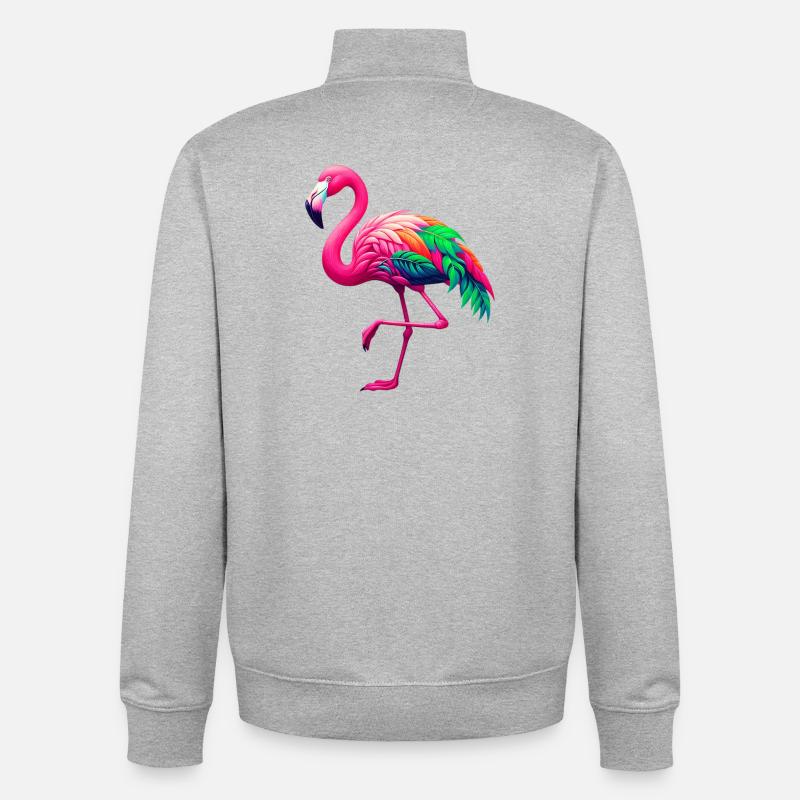 Flamingo - Unisex Organic Zip Sweatshirt von Stanley/Stella - Grau meliert