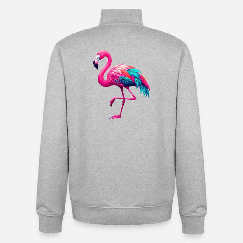 Flamingo - Unisex Organic Zip Sweatshirt von Stanley/Stella - Grau meliert