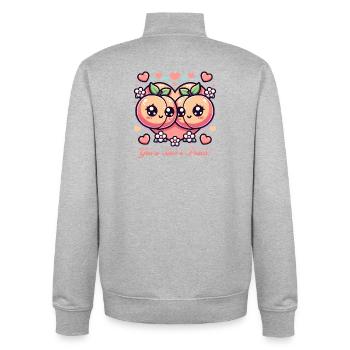 Sweet Peach Design - Vous êtes une telle pêche ! - Sweat zippé unisexe en coton bio Stanley/Stella - gris chiné - Dos - AI Model Male 185 light (185cm)