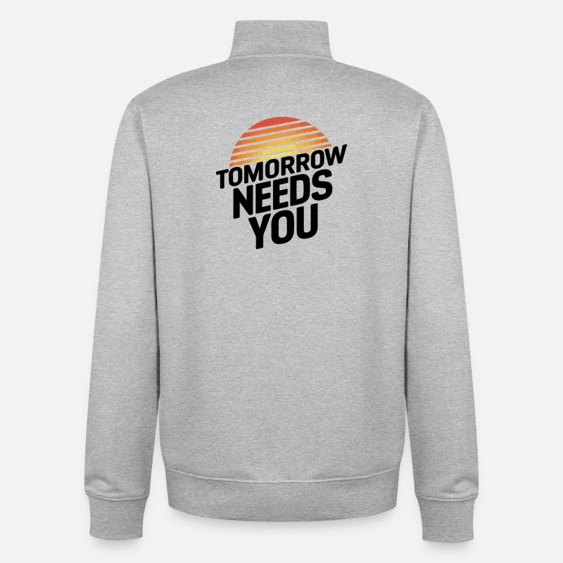 Demain a besoin de vous - Sweat zippé unisexe en coton bio Stanley/Stella - gris chiné