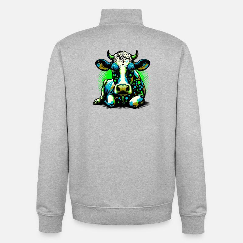 Kuh - Unisex Organic Zip Sweatshirt von Stanley/Stella - Grau meliert