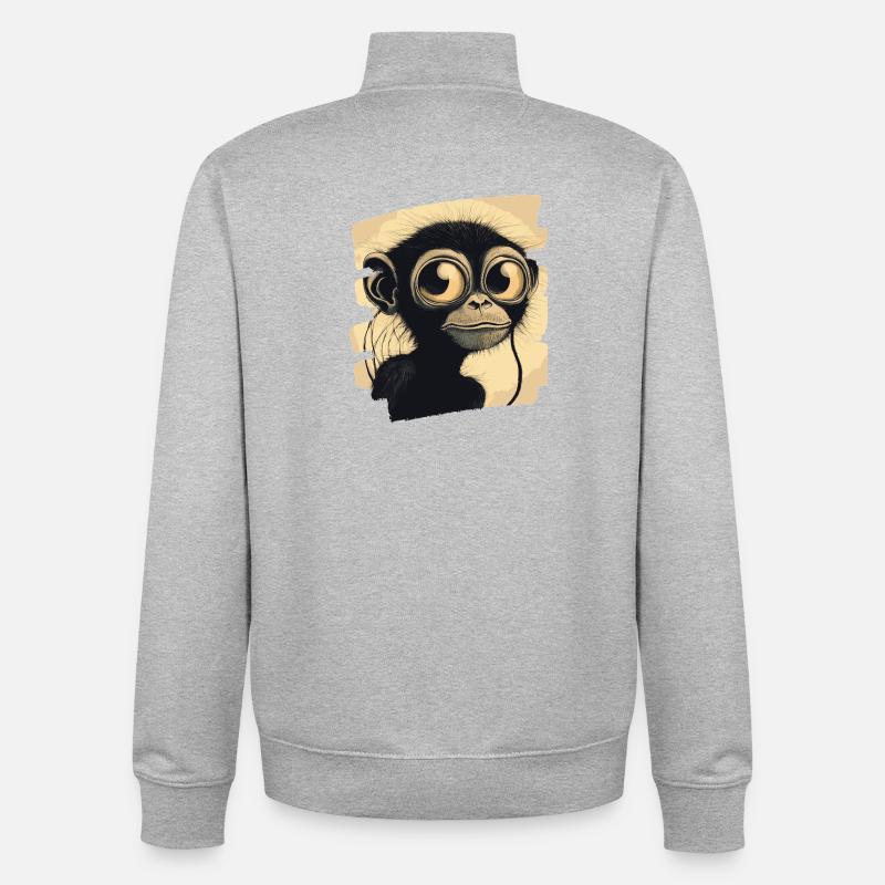 Singe - Sweat zippé unisexe en coton bio Stanley/Stella - gris chiné