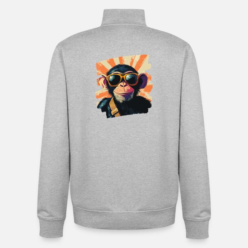 Affe - Unisex Organic Zip Sweatshirt von Stanley/Stella - Grau meliert