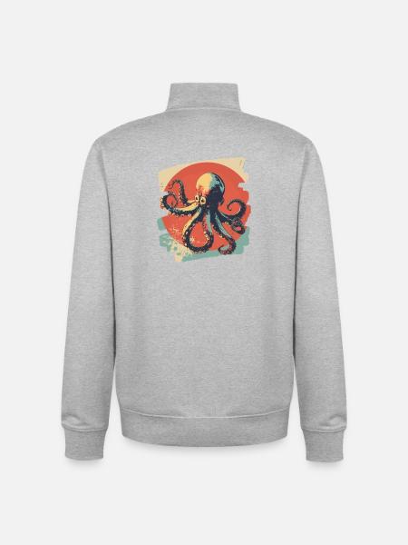 Octopus Octopus Retro - Unisex Organic Zip Sweatshirt by Stanley/Stella - heather grey