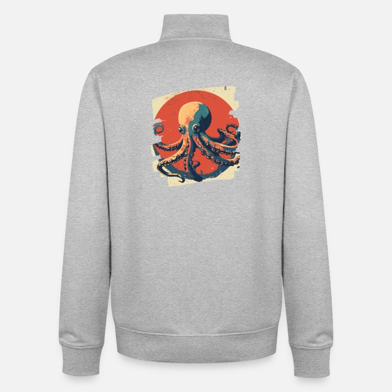 Octopus Octopus - Unisex Organic Zip Sweatshirt by Stanley/Stella - heather grey