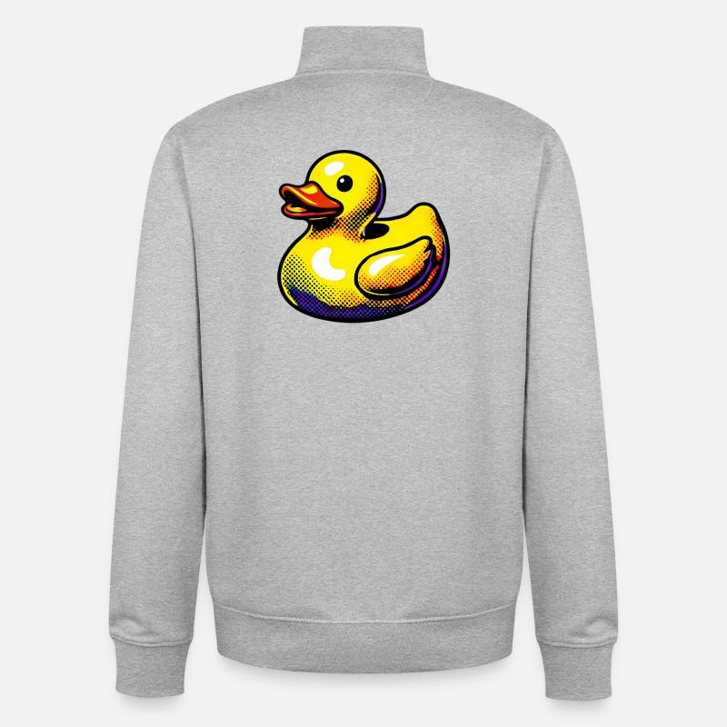 Caneton Canard Canard Canard - Sweat zippé unisexe en coton bio Stanley/Stella - gris chiné
