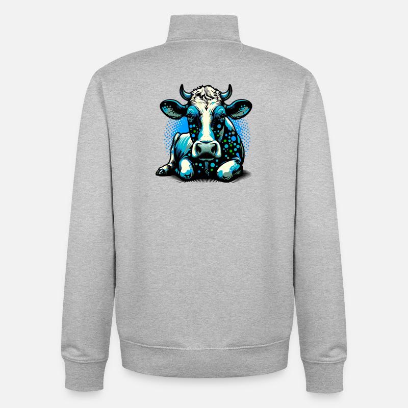 Cow - Unisex Organic Zip Sweatshirt by Stanley/Stella - heather grey