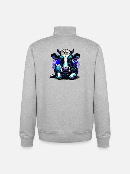 Vache - Sweat zippé unisexe en coton bio Stanley/Stella - gris chiné