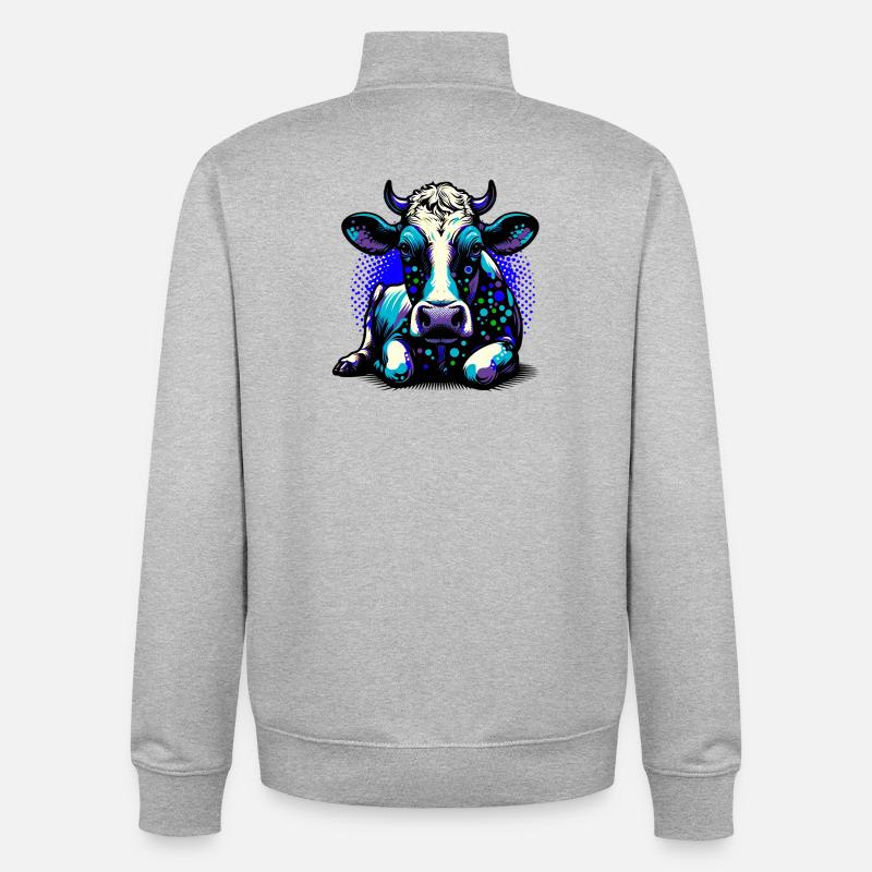 Vache - Sweat zippé unisexe en coton bio Stanley/Stella - gris chiné