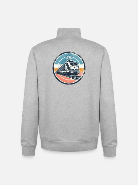 E-Lok mit Güterzug - Unisex Organic Zip Sweatshirt von Stanley/Stella - Grau meliert