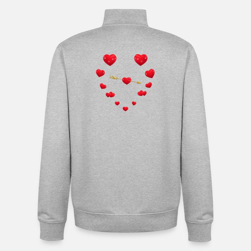 Conception de coeur aimant avec flèche - Sweat zippé unisexe en coton bio Stanley/Stella - gris chiné