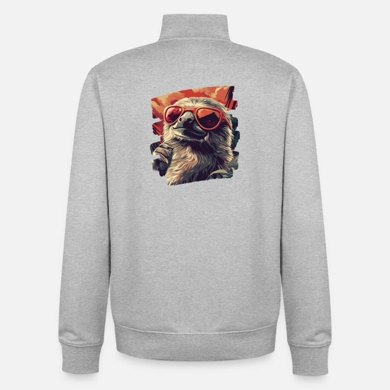 Faultier Retro - Unisex Organic Zip Sweatshirt von Stanley/Stella - Grau meliert