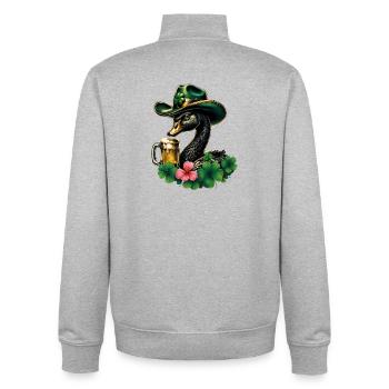 Une touche d’Irlande - Sweat zippé unisexe en coton bio Stanley/Stella - gris chiné - Dos - AI Model Male 185 light (185cm)