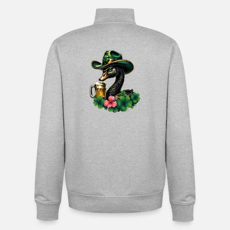 Une touche d’Irlande - Sweat zippé unisexe en coton bio Stanley/Stella - gris chiné