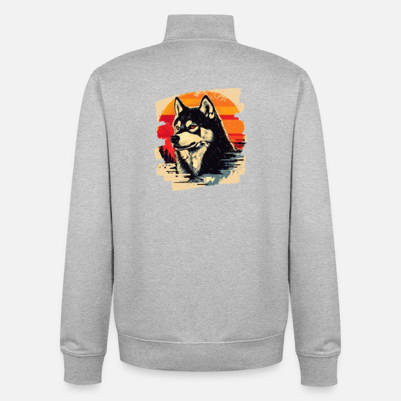 Husky - Unisex Organic Zip Sweatshirt by Stanley/Stella - heather grey
