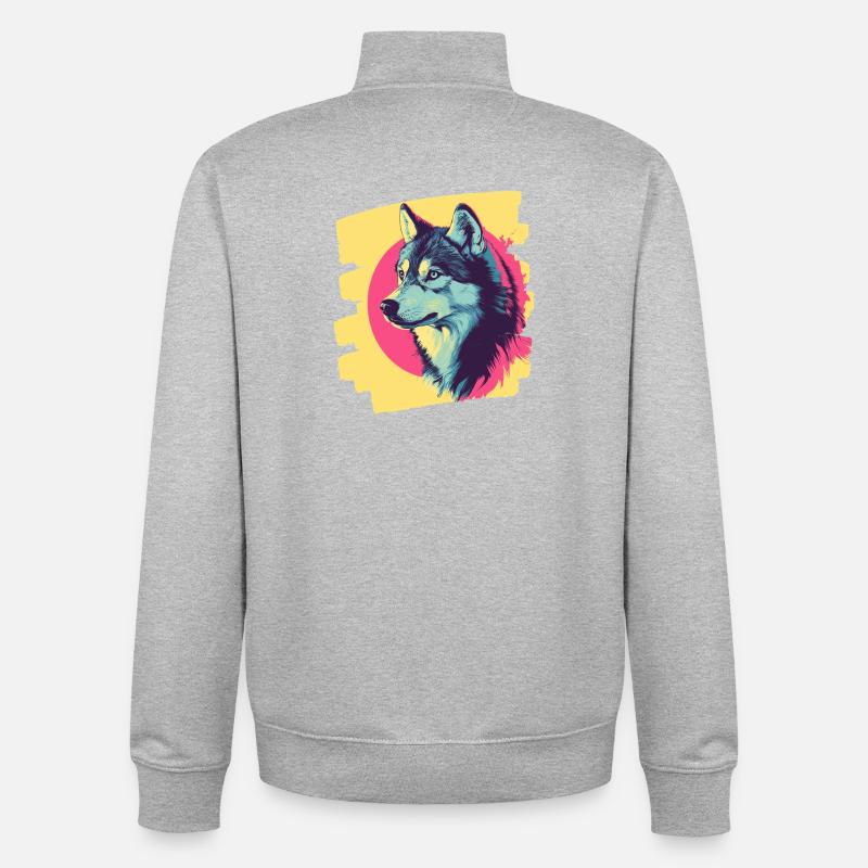 Husky - Unisex Organic Zip Sweatshirt by Stanley/Stella - heather grey