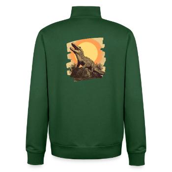 Krokodil Retro - Unisex Organic Zip Sweatshirt von Stanley/Stella - Flaschengrün - Hinten - AI Model Male 185 dark (185cm)