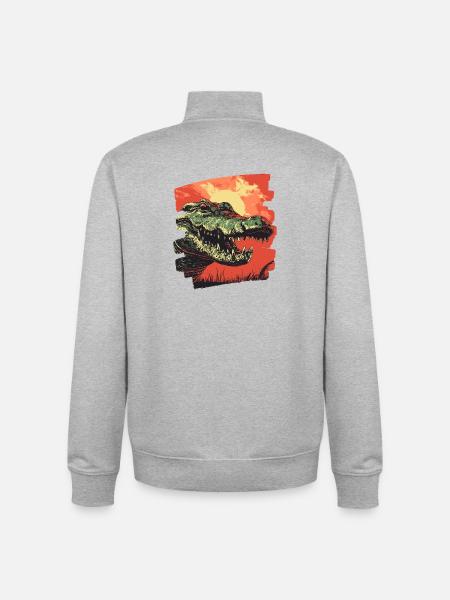 Crocodile - Sweat zippé unisexe en coton bio Stanley/Stella - gris chiné