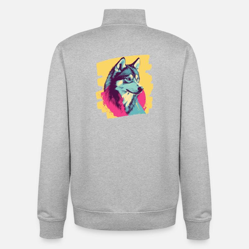 Husky - Unisex Organic Zip Sweatshirt by Stanley/Stella - heather grey