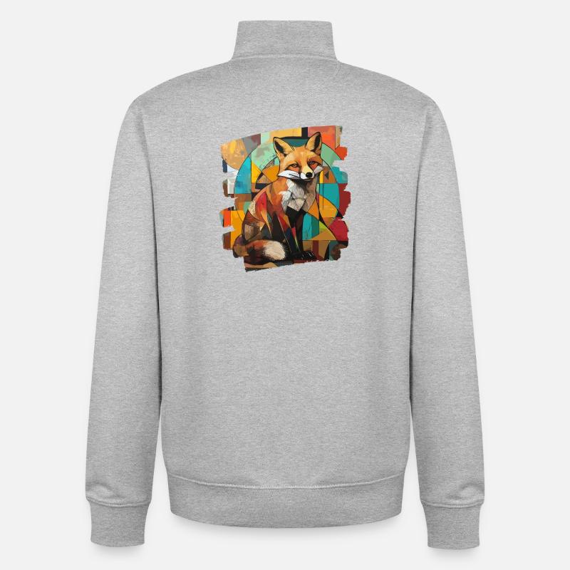 Fox - Unisex Organic Zip Sweatshirt by Stanley/Stella - heather grey