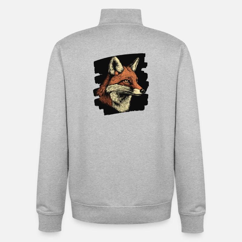 Fox - Unisex Organic Zip Sweatshirt by Stanley/Stella - heather grey