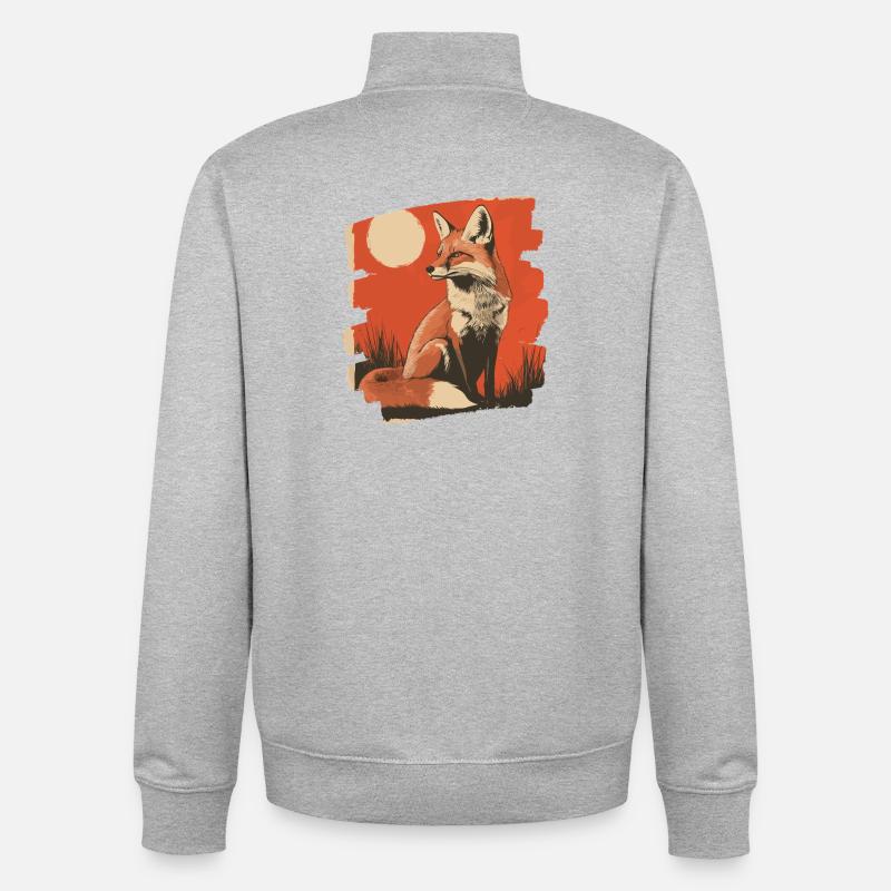 Fox - Unisex Organic Zip Sweatshirt by Stanley/Stella - heather grey