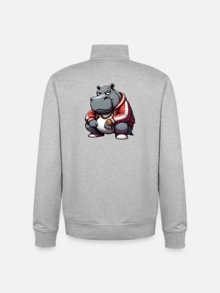 Hiphop Potamus Nilpferd - Unisex Organic Zip Sweatshirt von Stanley/Stella - Grau meliert