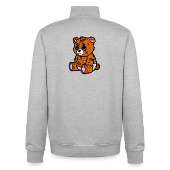 Kleines trauriges Bärchen - Unisex Organic Zip Sweatshirt von Stanley/Stella - Grau meliert - Hinten - AI Model Male 185 light (185cm)
