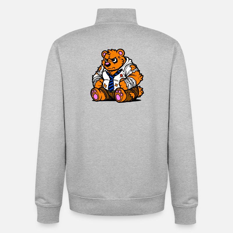 Ours de bureau - Sweat zippé unisexe en coton bio Stanley/Stella - gris chiné