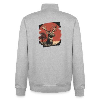 Deer with antlers - Unisex Organic Zip Sweatshirt by Stanley/Stella - heather grey - Back - AI Model Male 185 light (185cm)