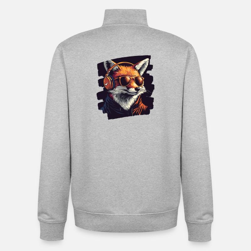 Fox - Unisex Organic Zip Sweatshirt by Stanley/Stella - heather grey